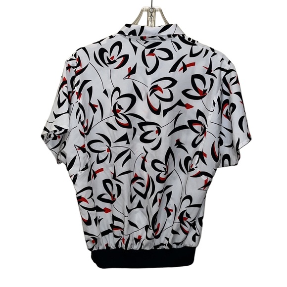 Vintage 80s SHAPELY Print Blouse/Top~Banded Bottom - Picture 5 of 7
